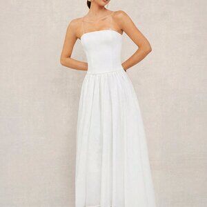 White Boho Women's Beach Vacation Long Dress With Bandeau Top
